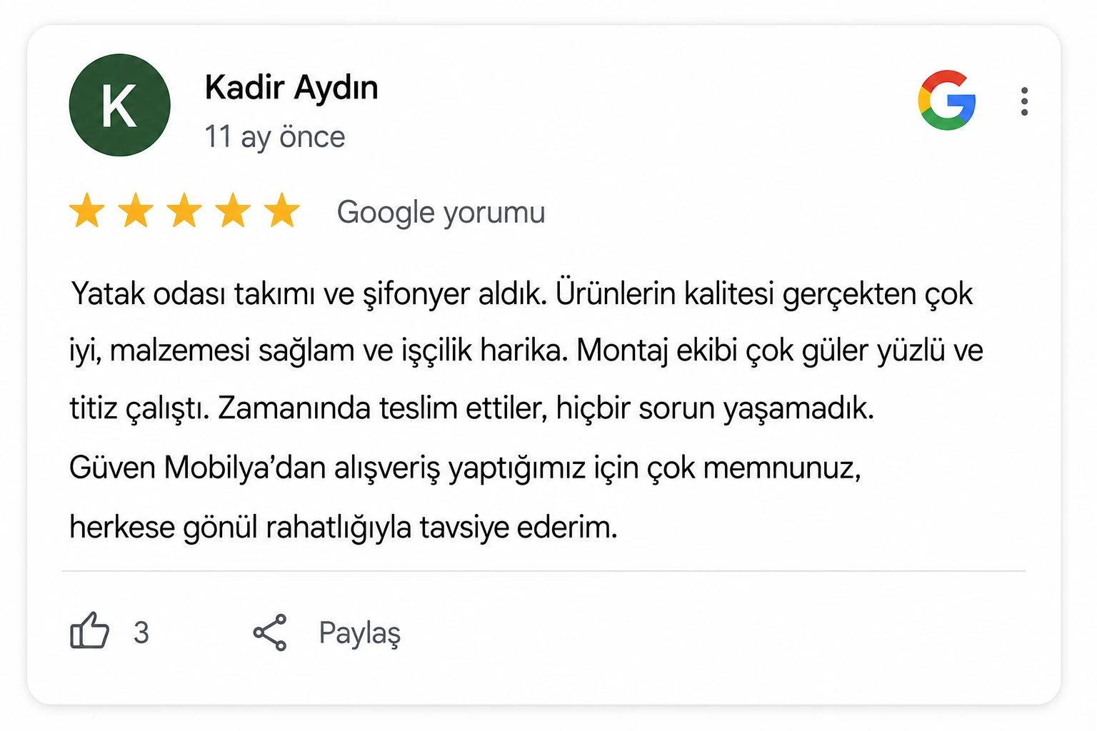 Google yorumu 2