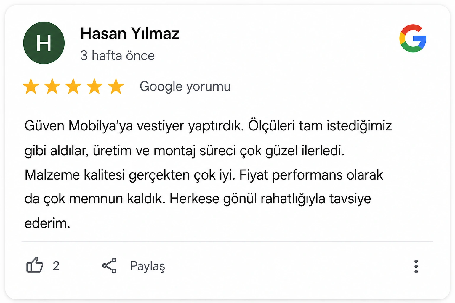 Google yorumu 5